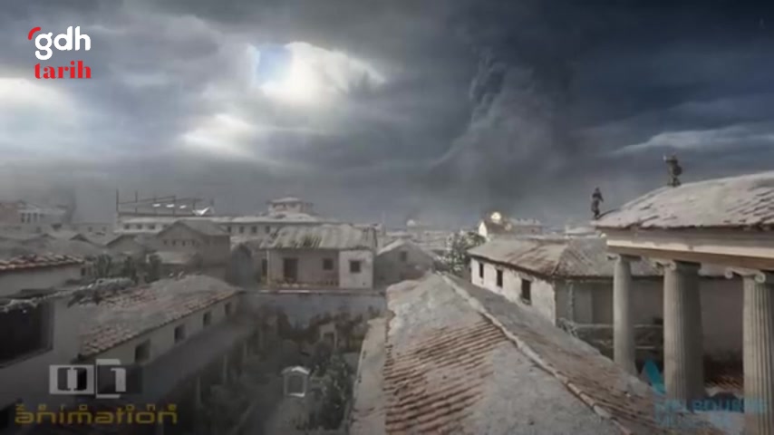 Pompeii'nin Vezüv patlamasıyla yok oluşunu anlatan animasyon