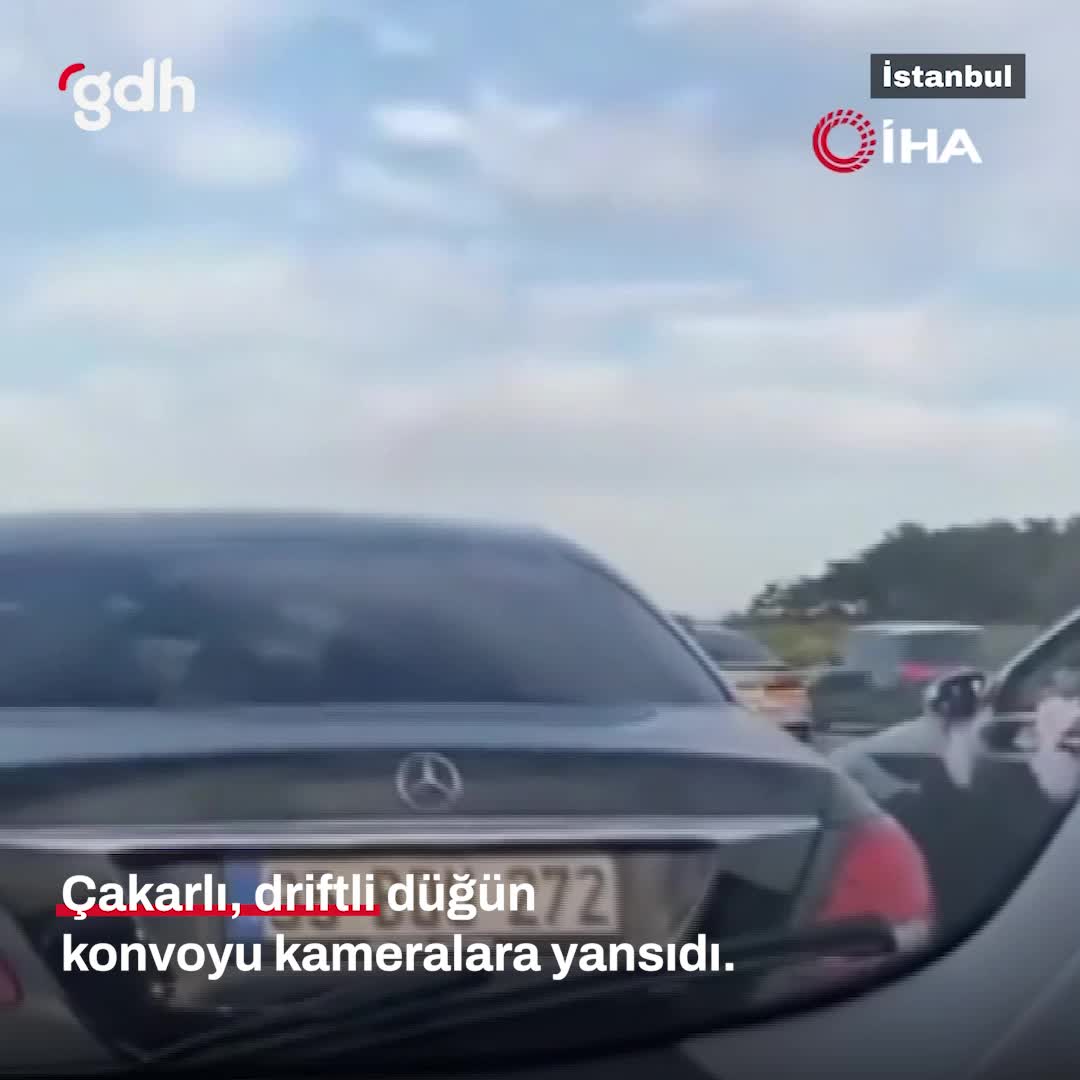 Beykoz'da çakarlı araçlarla düğün konvoyu drift yaptı