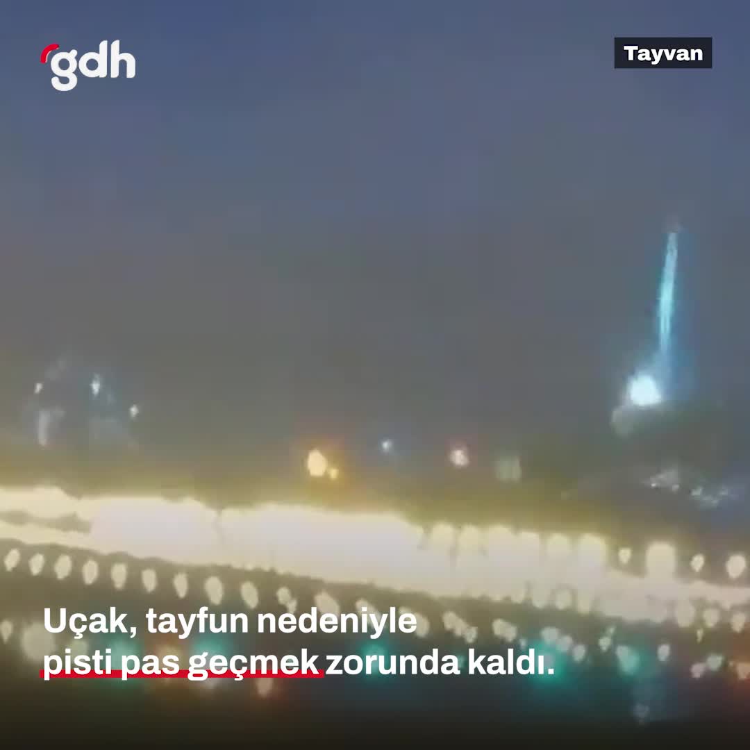 Tayvan'da tayfun nedeniyle iniş yapamayan uçak havalandı