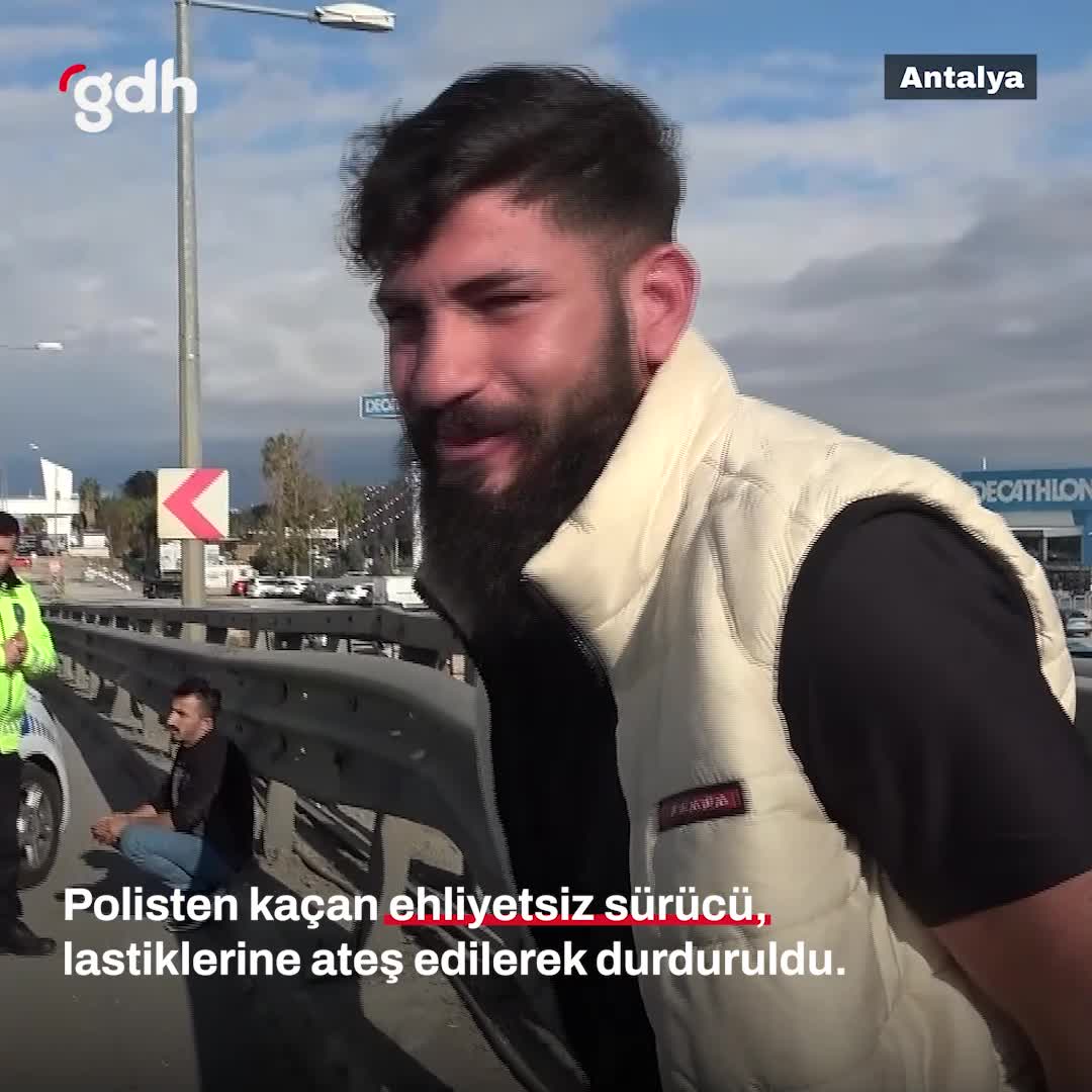 Ehliyetsiz sürücü polis kaçışında lastiği ateşle patlatıldı!