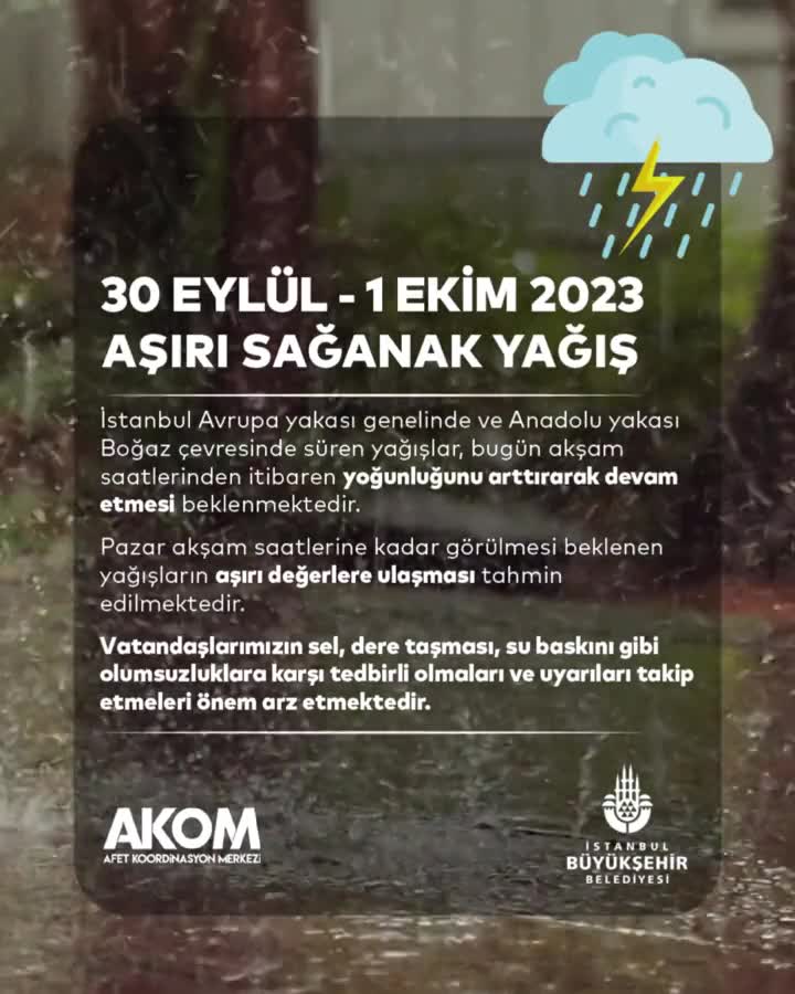 İstanbul'da yoğun yağışlar akşam saatlerinde artacak!