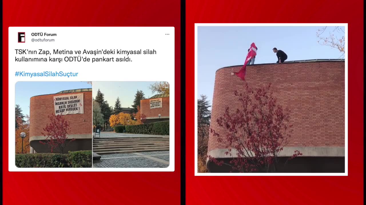 ODTÜ duvarında iftiraya karşı Türk bayrağı asıldı