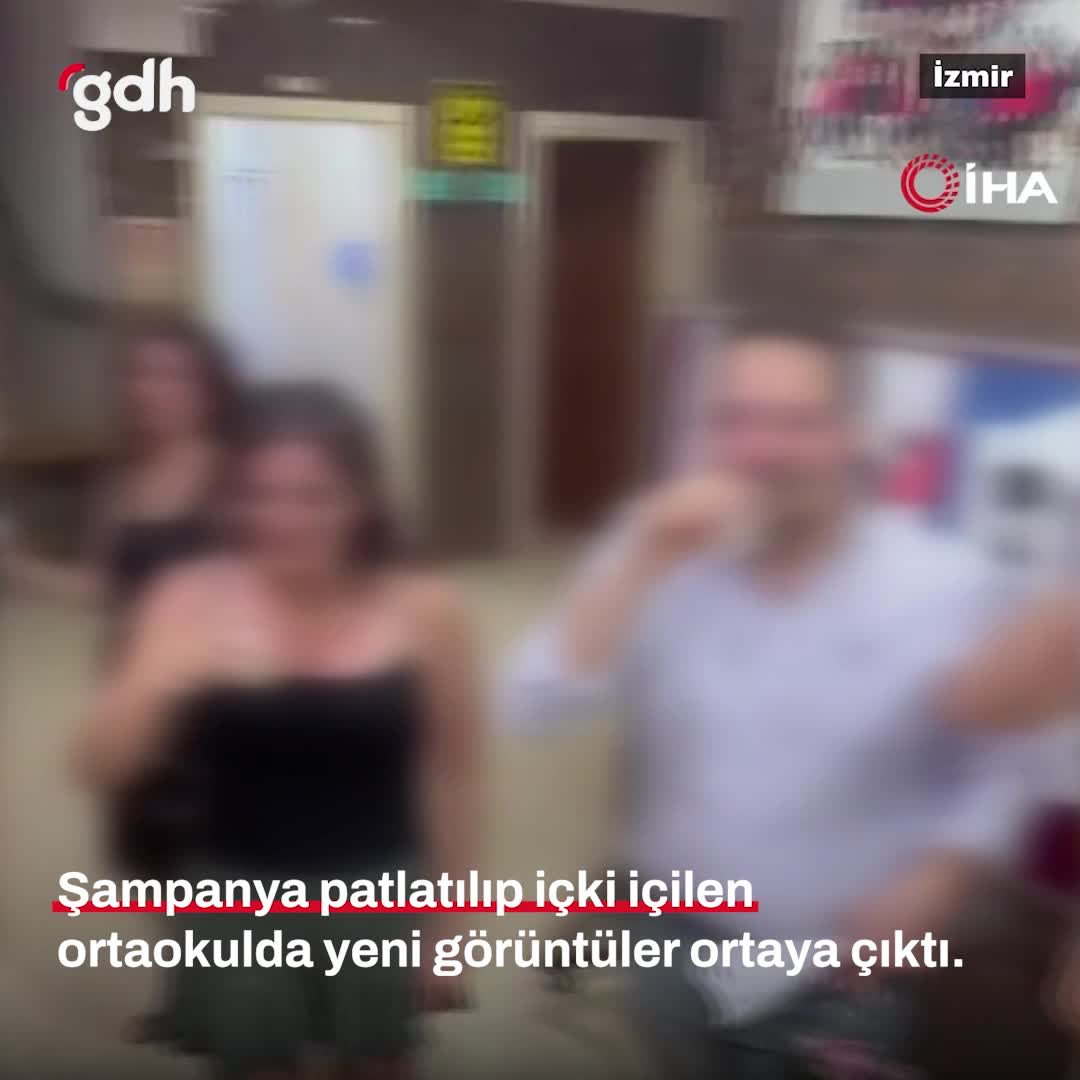 Bornova'daki ortaokulda öğretmenler şampanya ile dans etti!