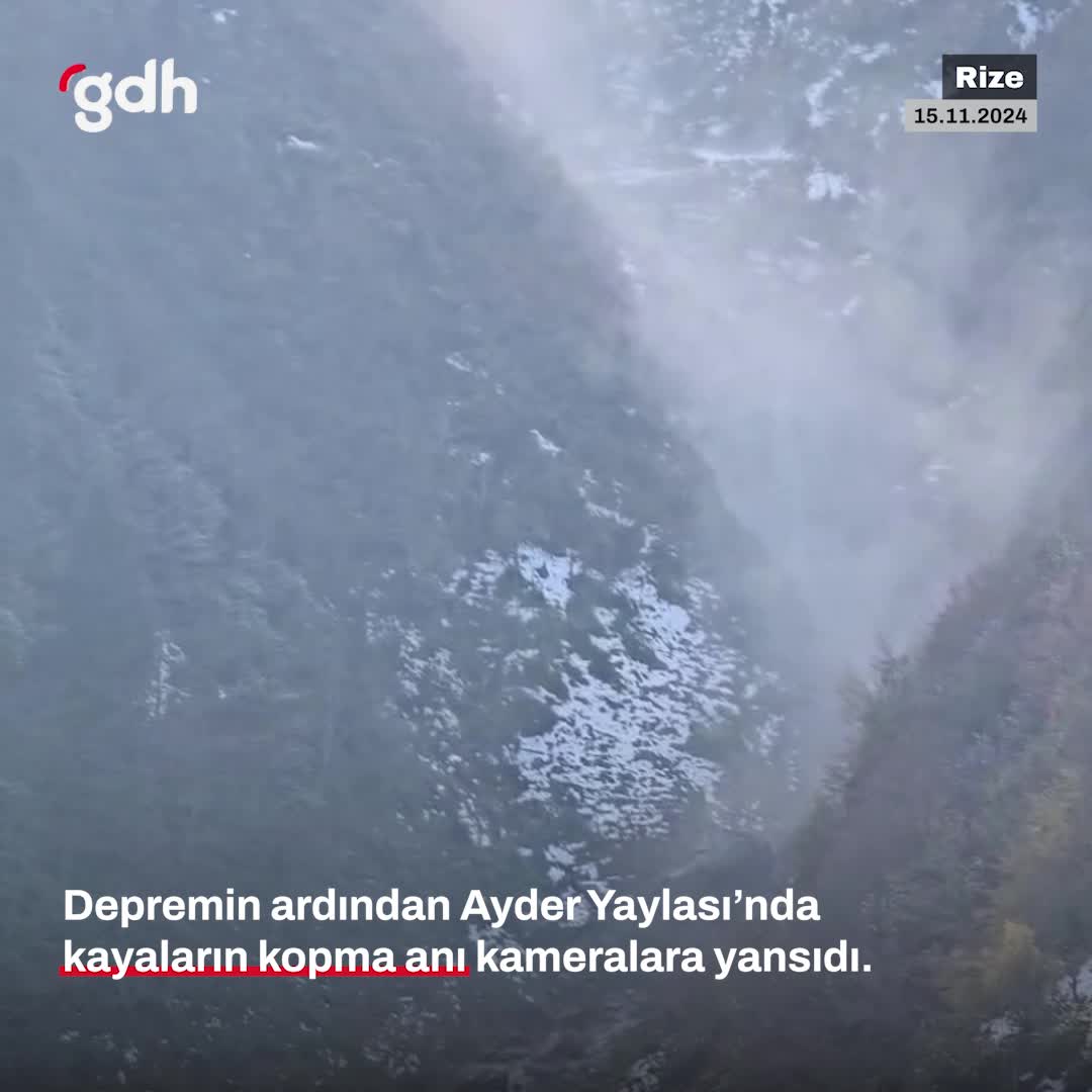 Ayder Yaylası'nda deprem sonrası kaya düşüşü anları görüntülendi