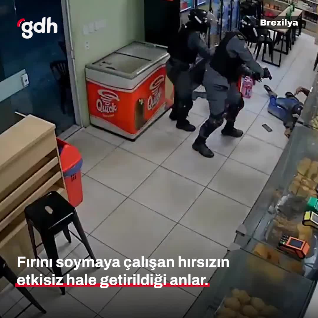 Brezilya'da hırsızın fırın soymaya çalışırken yakalanışı