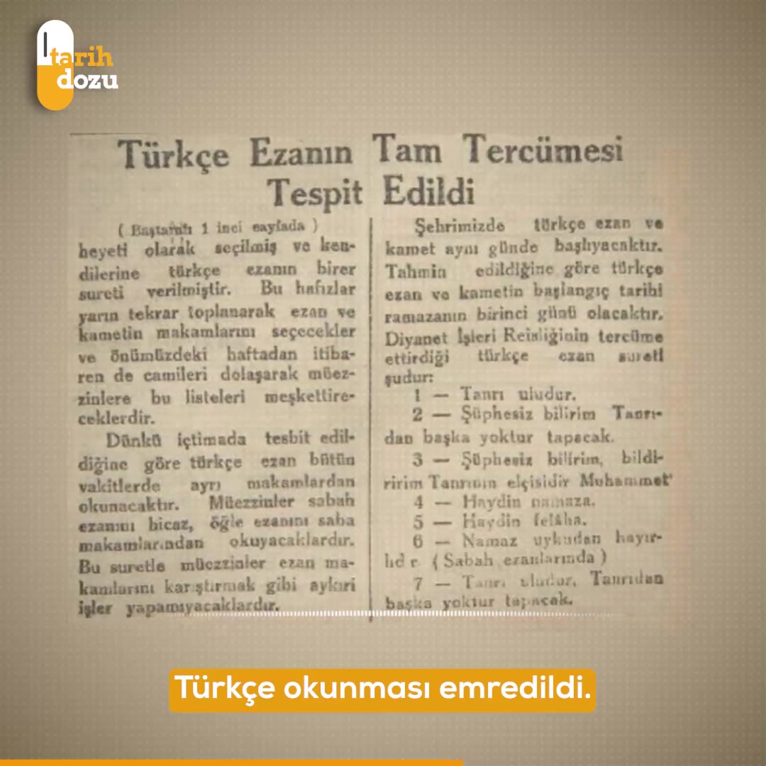 Arapça ezan yasağı ve Türkçe ezan zorunluluğu hikayesi