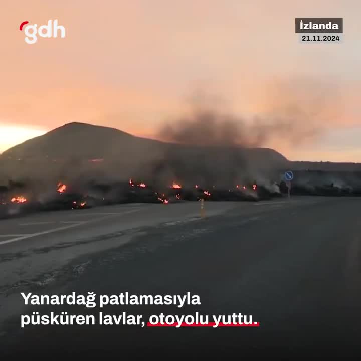 İzlanda'da yanardağ lavları otoparkları ve yolları yuttu