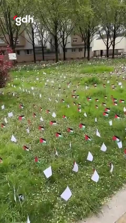 Gennevilliers'de 13 bin Filistin bayrağı ile anma etkinliği