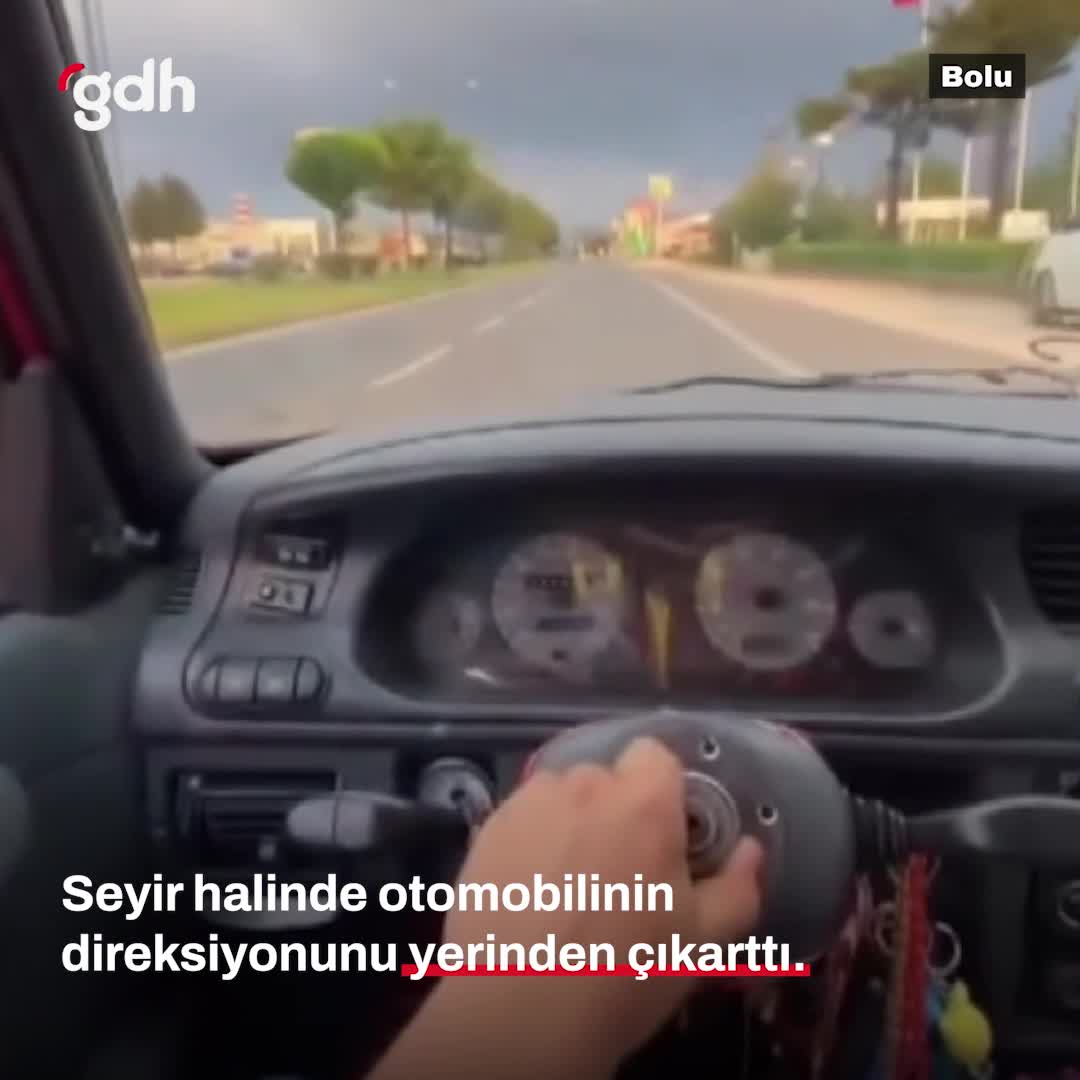 Bolu'da sürücü direksiyonu arkadaşa verip direksiyonsuz ilerledi