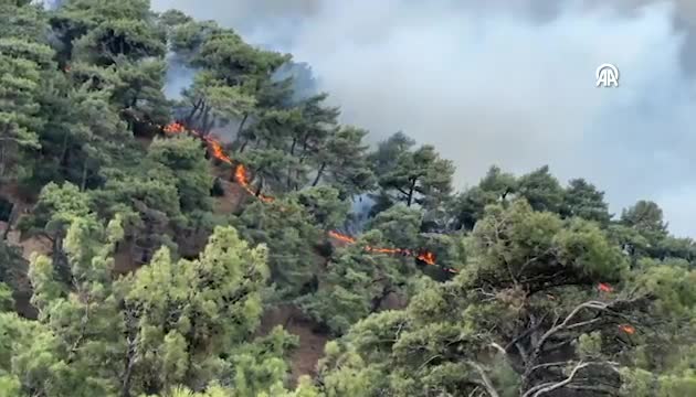 Karşıyaka'daki orman yangınına havadan yeniden müdahale başlandı