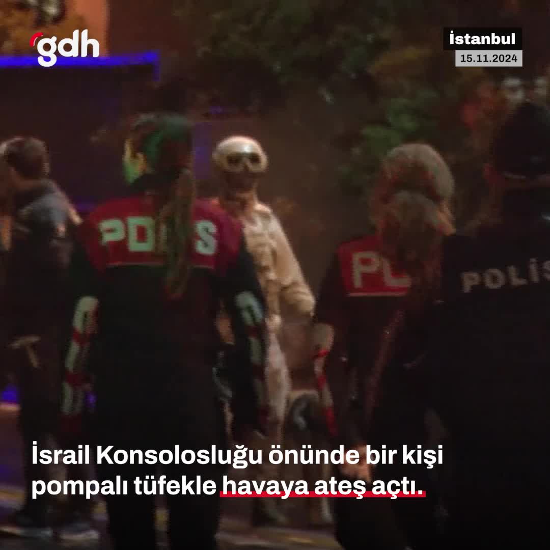 Beşiktaş’ta İsrail Konsolosluğu önünde pompalı tüfekle protesto!