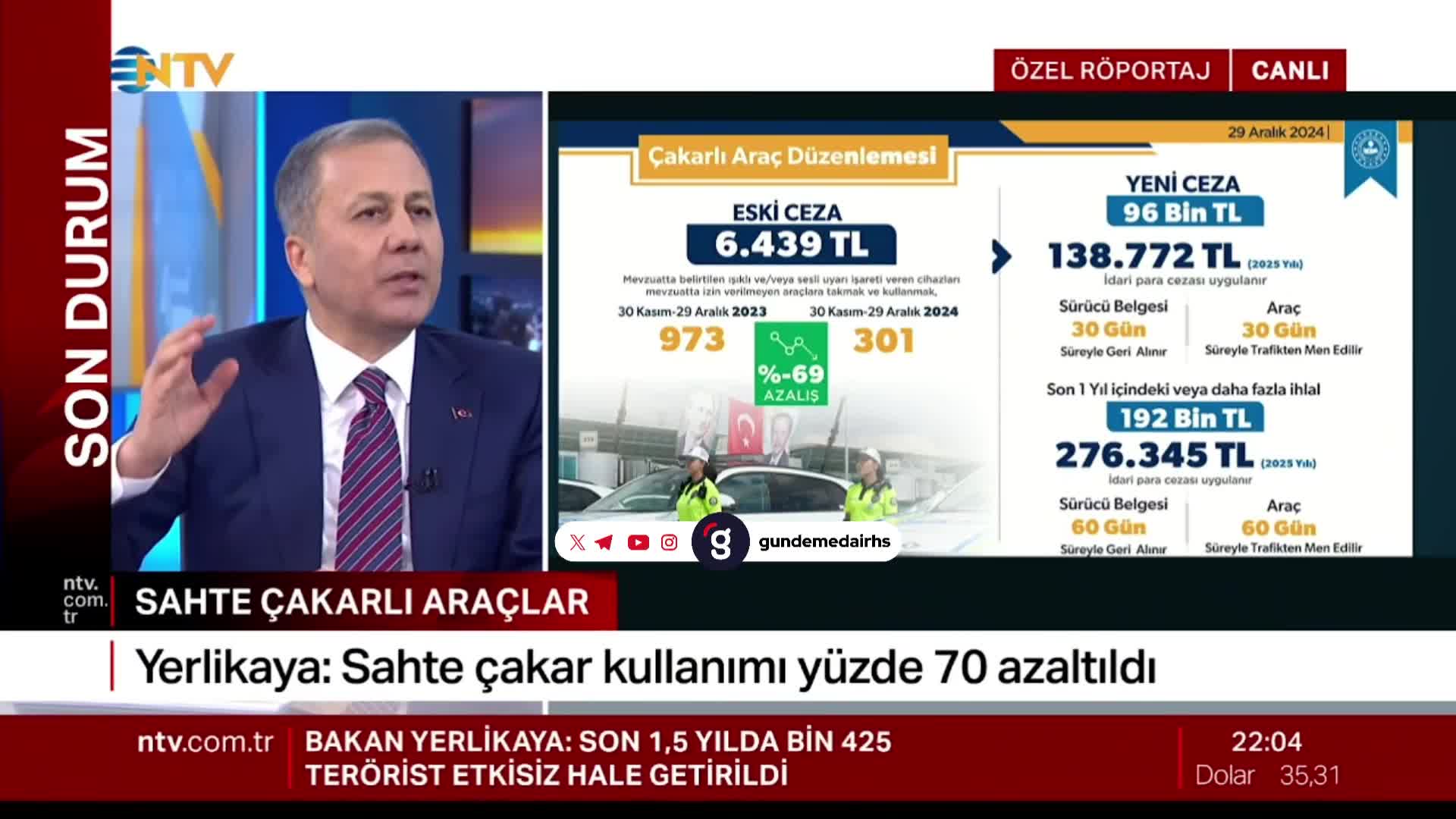Bakan Yerlikaya: Yasadışı çakar takan araçlar bağlanacak