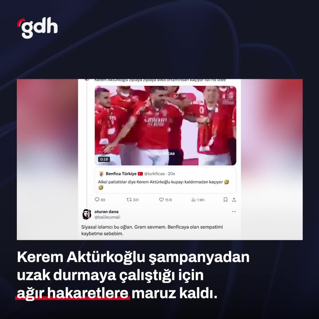 Kerem Aktürkoğlu, kupa töreninde şampanyadan uzak durdu ve eleştirildi