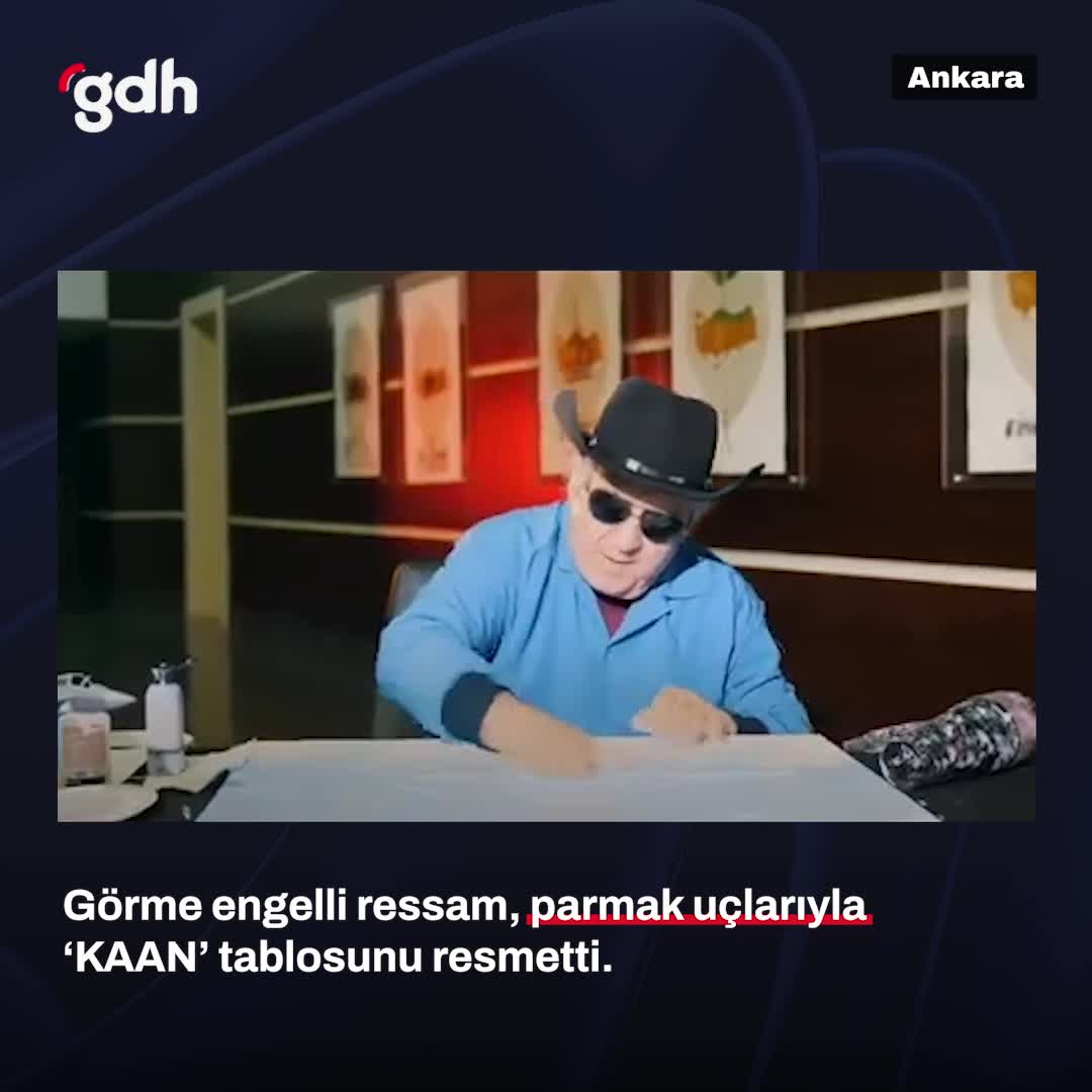 Eşref Armağan, görme engelli ressam, 'KAAN' tablosunu Erdoğan’a hediye etti