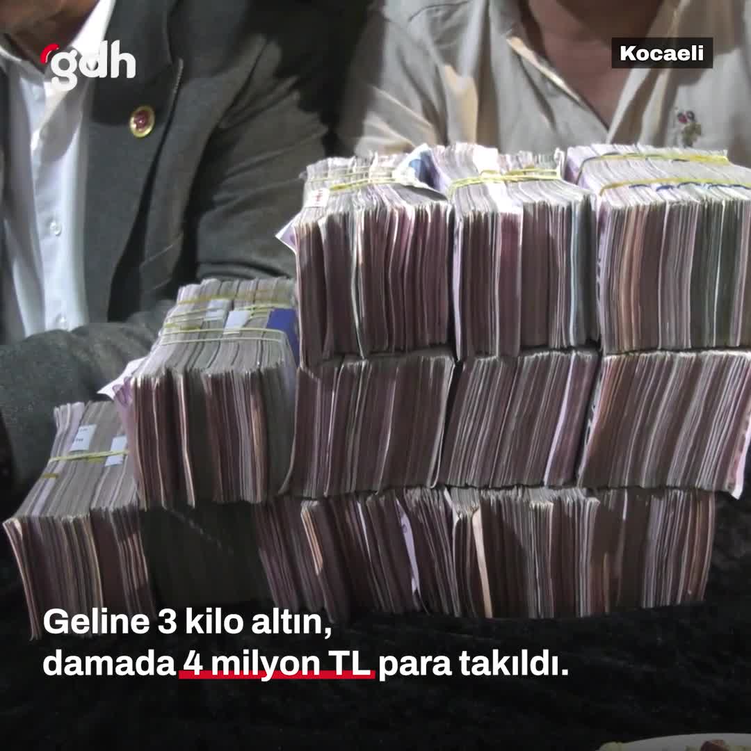 Gebze'de aşiret düğününde geline 3 kg altın, damada 4.05 milyon TL takıldı