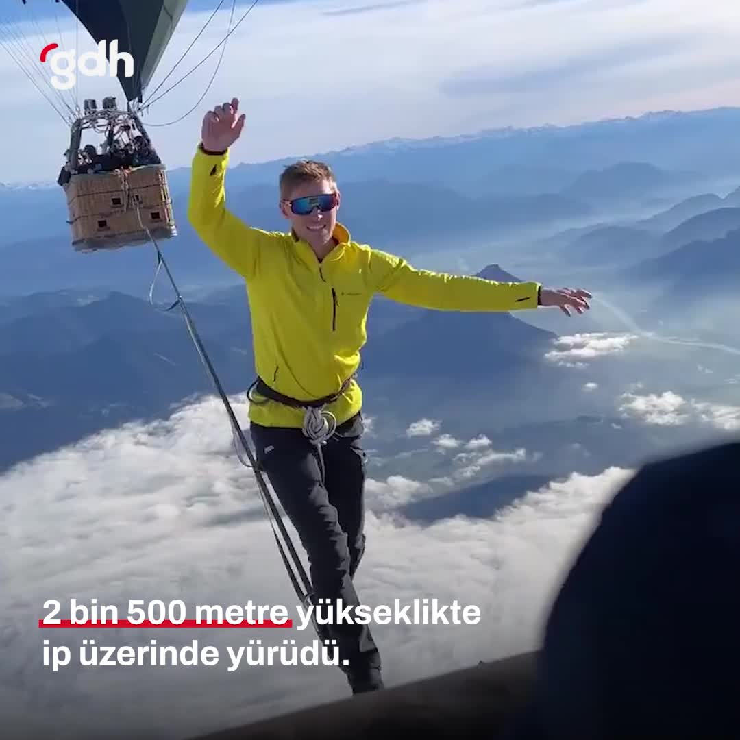 Lukas Irmler, 2.500 metrede ipte yürüerek dünya rekoru kırdı