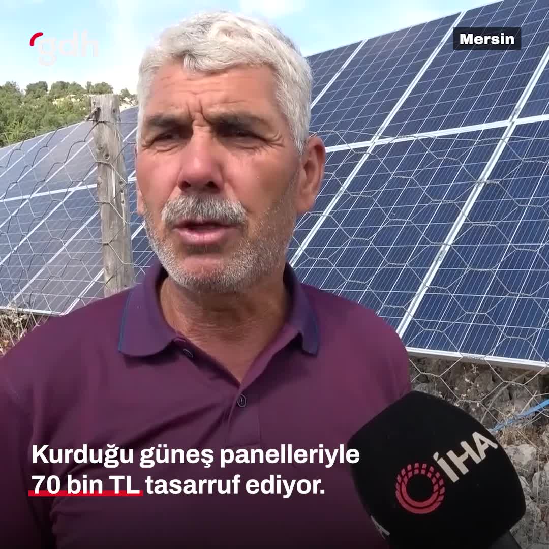 Mersinli çiftçi güneş panelleriyle yıllık 70 bin TL tasarruf sağlıyor