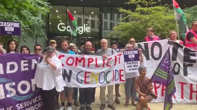 Dublin'de Google ve İsrail'in Nimbus Projesi'ne protesto engeli