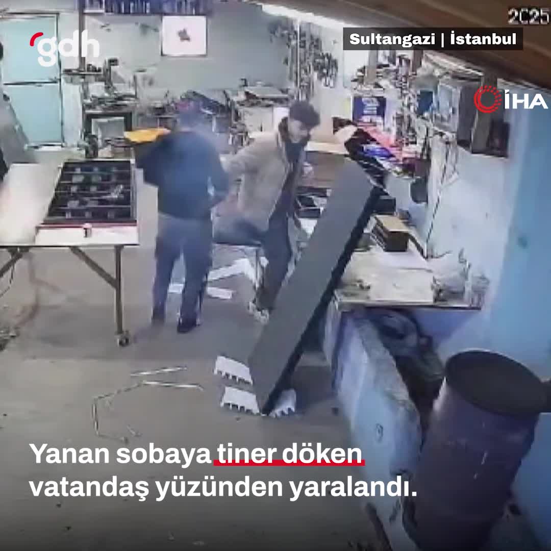 Sultangazi'de sobaya tiner döken vatandaş yaralandı