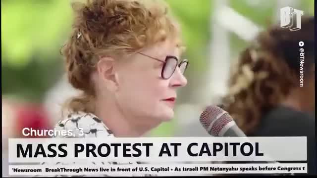 Susan Sarandon: "Netanyahu'ya alkış; soykırımı reddetmek için buradayız."