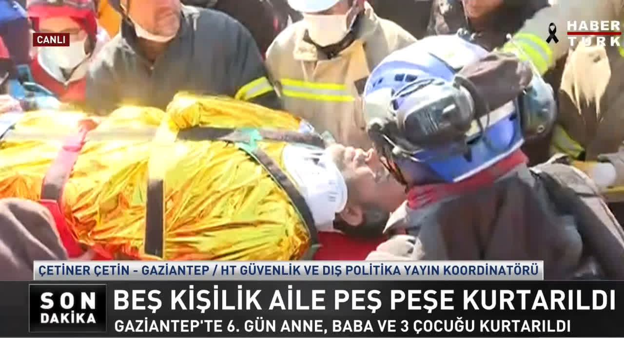 Gaziantep'te 3 kişi 129 saat sonra enkazdan kurtarıldı