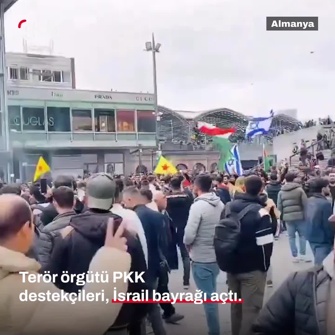 Köln'de PKK destekçilerinin izinsiz gösterisinde İsrail bayrağı açıldı