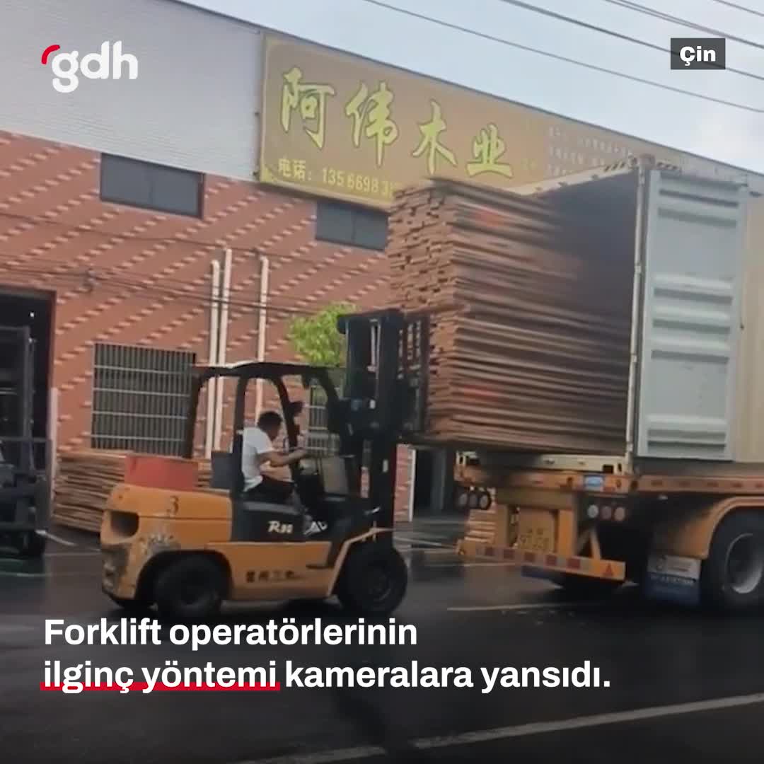 Çin'de Forklift Operatörlerinin İlginç Yöntemi