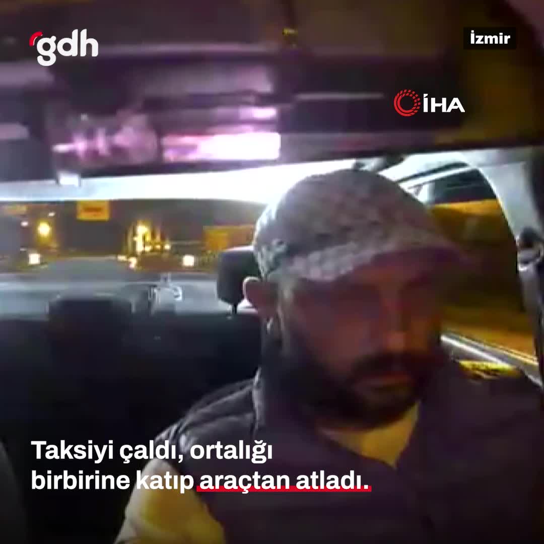 İzmir'de anahtarı açık taksiyi çalan şahıs kaçtı