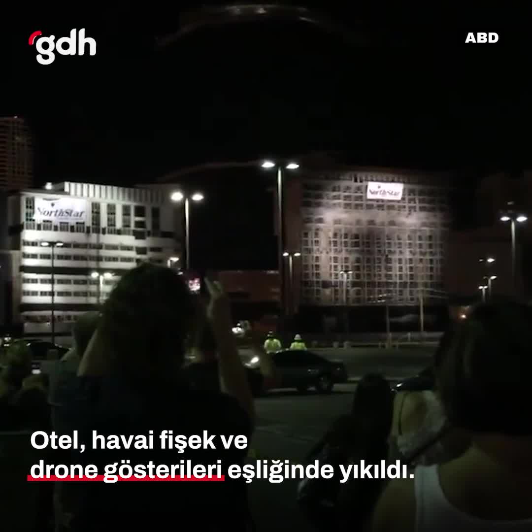 Las Vegas'ta otel, havai fişek ve drone ile yıkıldı
