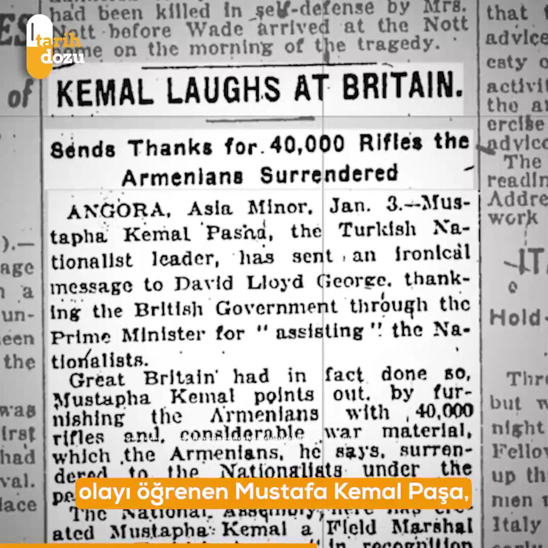 Mustafa Kemal Paşa'nın İngilizlere Ironik Teşekkür Mektubu