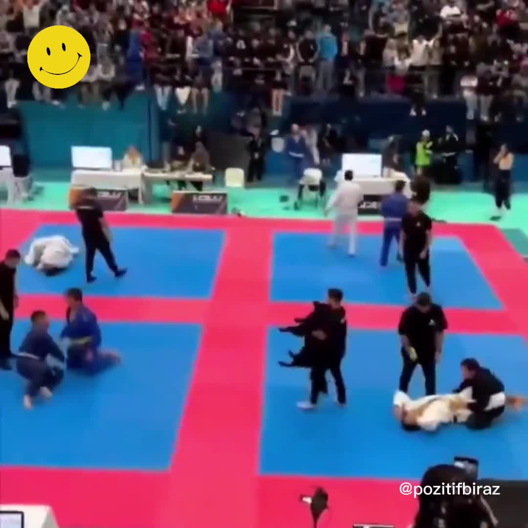 Judo müsabakasında sahibini koruyan atlayan köpek