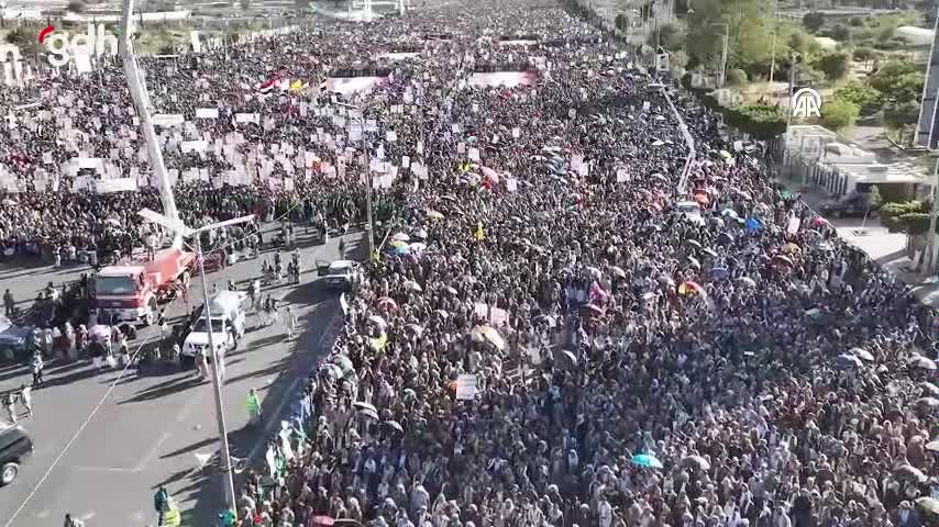 Sana'da onbinlerce kişi, Gazze'ye destek için toplandı