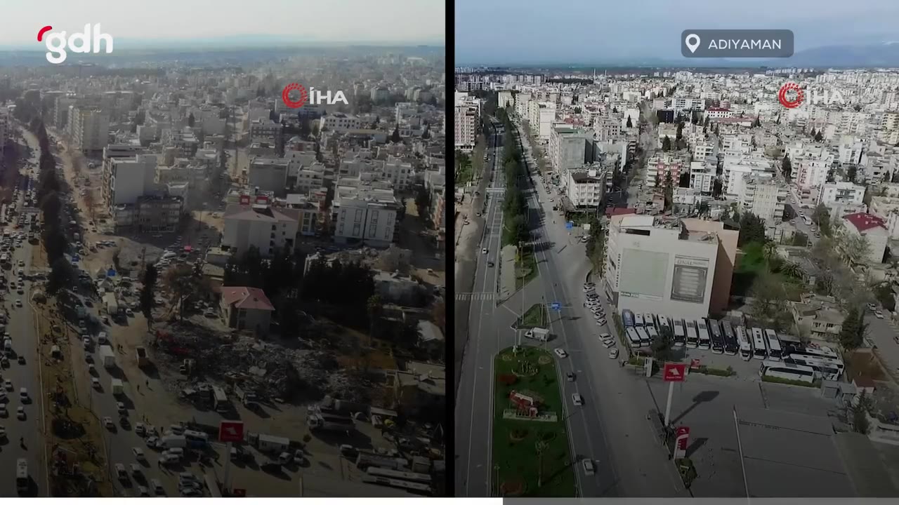 Adıyaman'da deprem öncesi ve sonrası havadan görüntüler