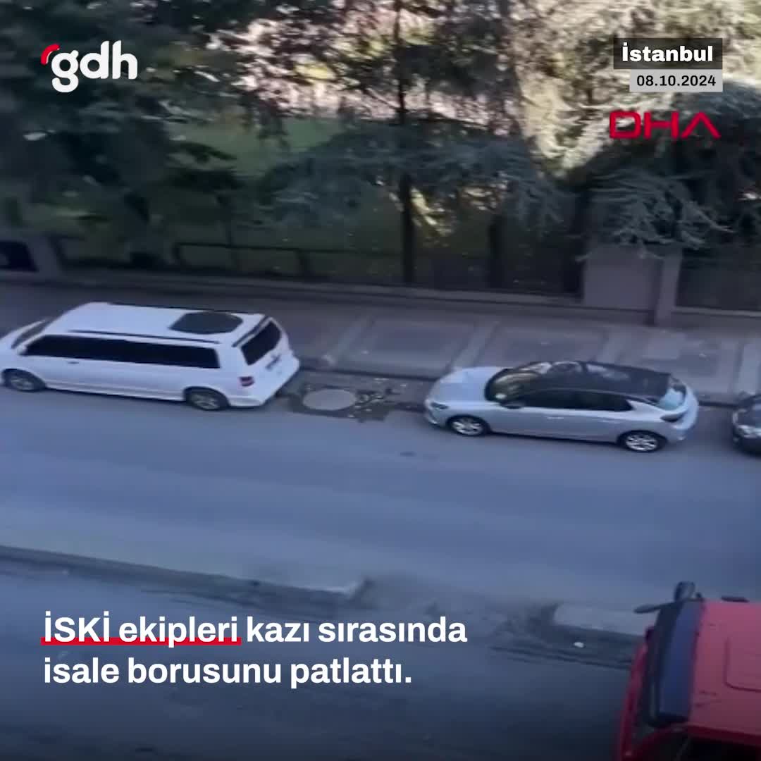 Kağıthane'de İSKİ ekipleri kazıda isale borusunu patlattı