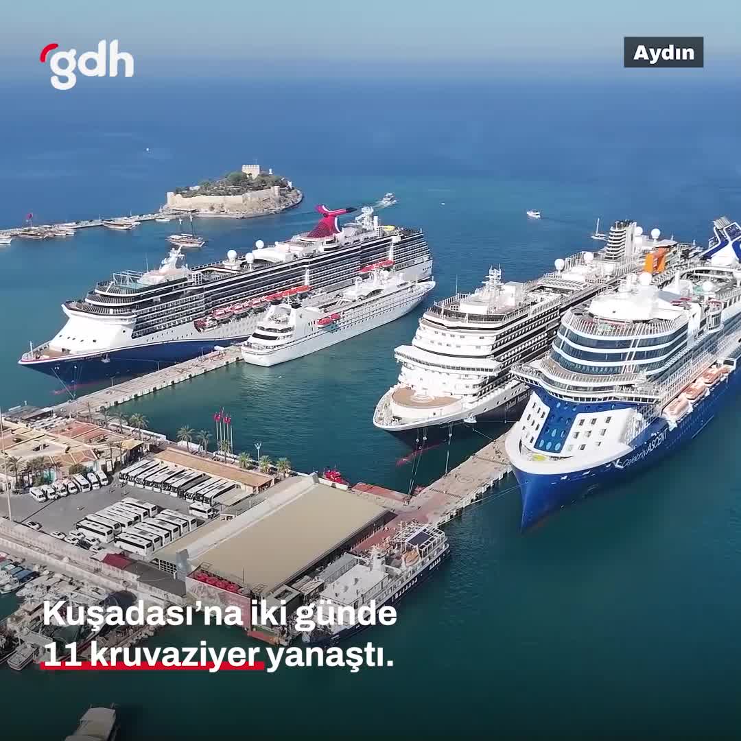 Kuşadası'na 2 günde 11 kruvaziyerle 21,6 bin turist geldi