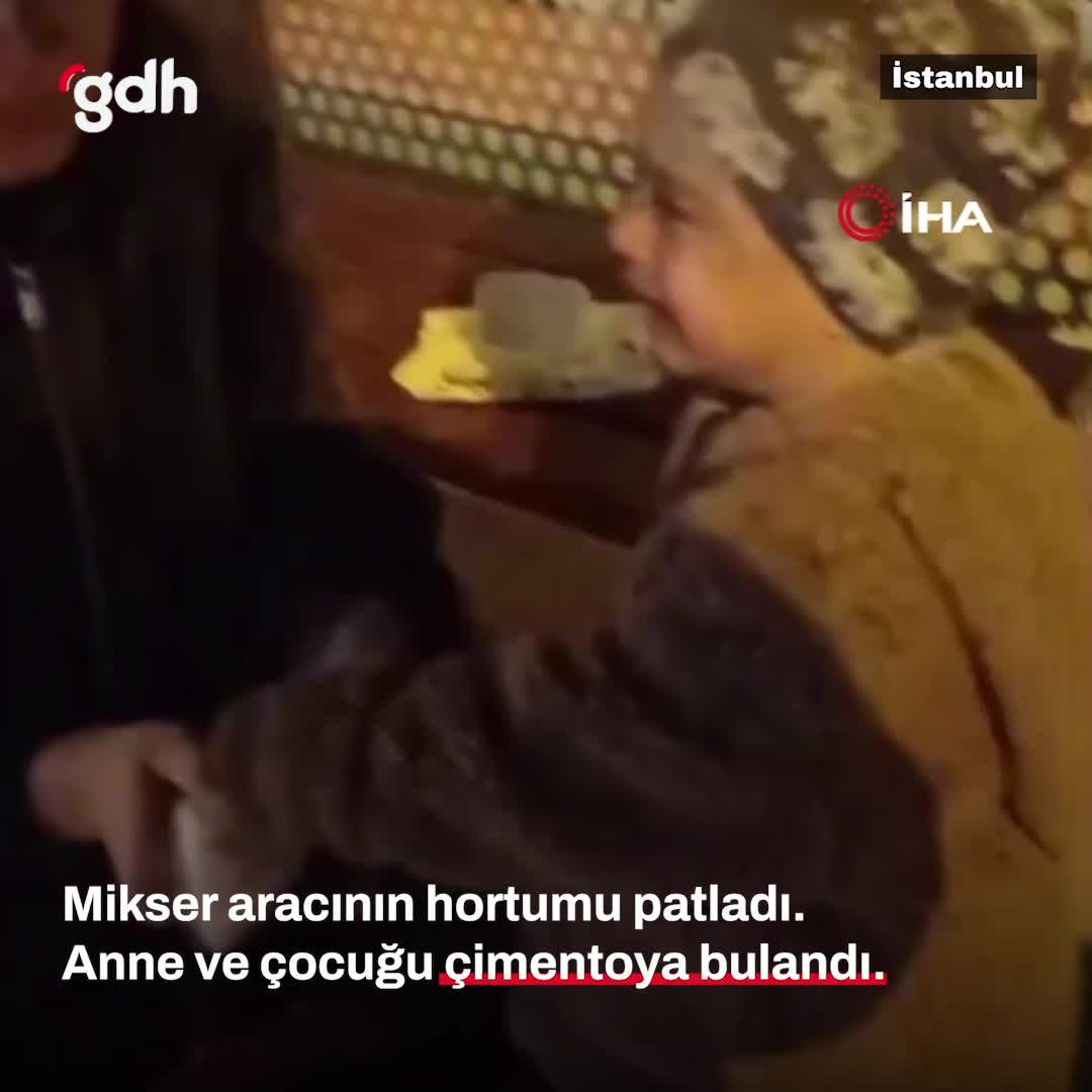 Pendik'te mikser hortumu patladı, çimento çocuğa döküldü