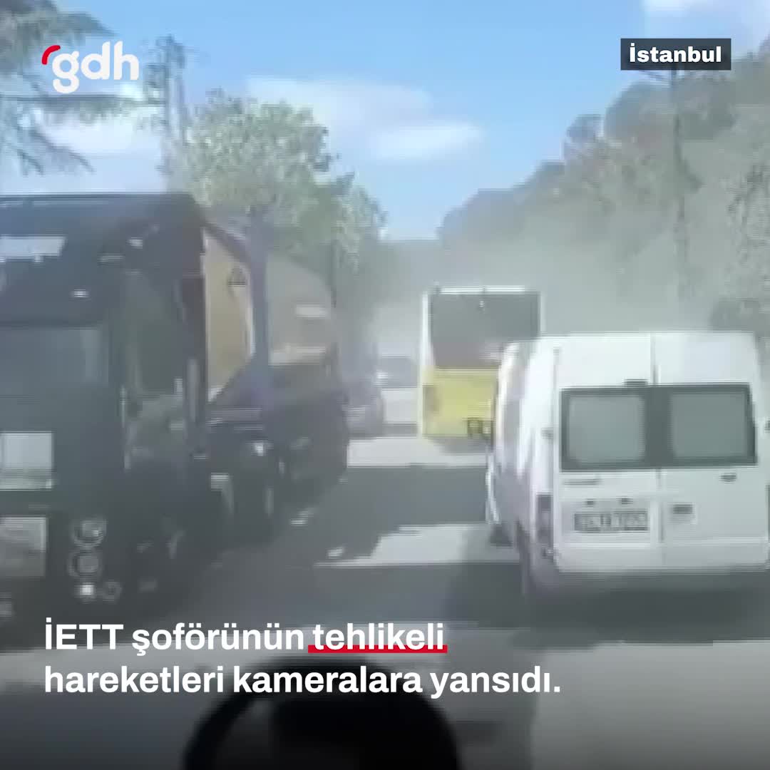 İETT şoförü, tek şeritli yolda trafiği tehlikeye attı