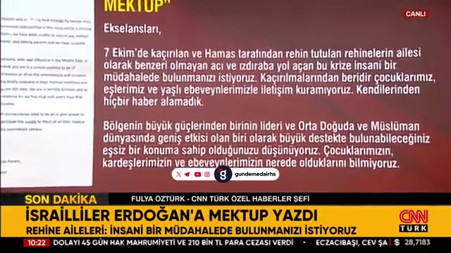 İsrailli esirlerin aileleri Erdoğan'a yardım mektubu yazdı