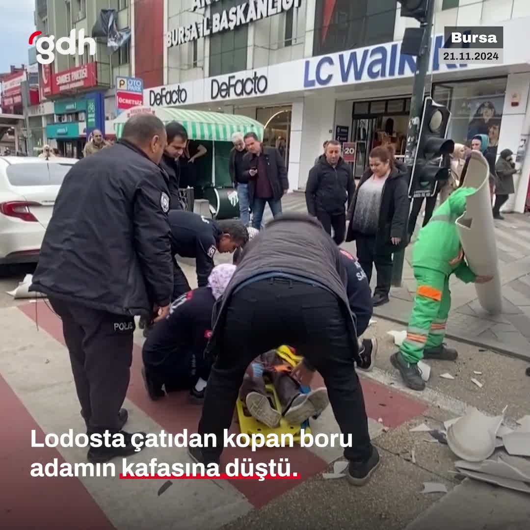 Bursa'da rüzgarın düşürdüğü boru, vatandaşı yaraladı