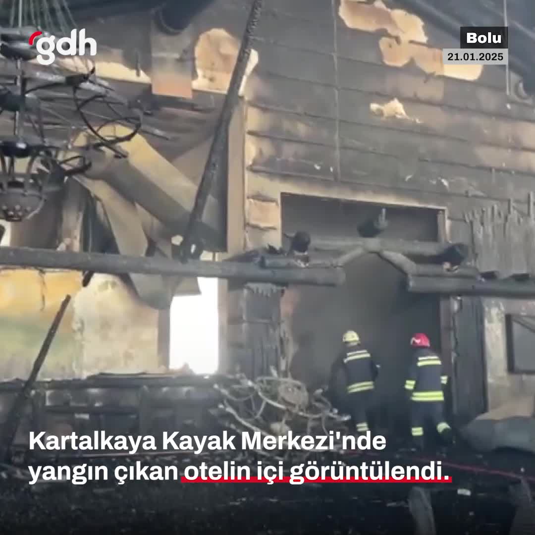 Kartalkaya Kayak Merkezi'ndeki yangın sonrası otel görüntüleri