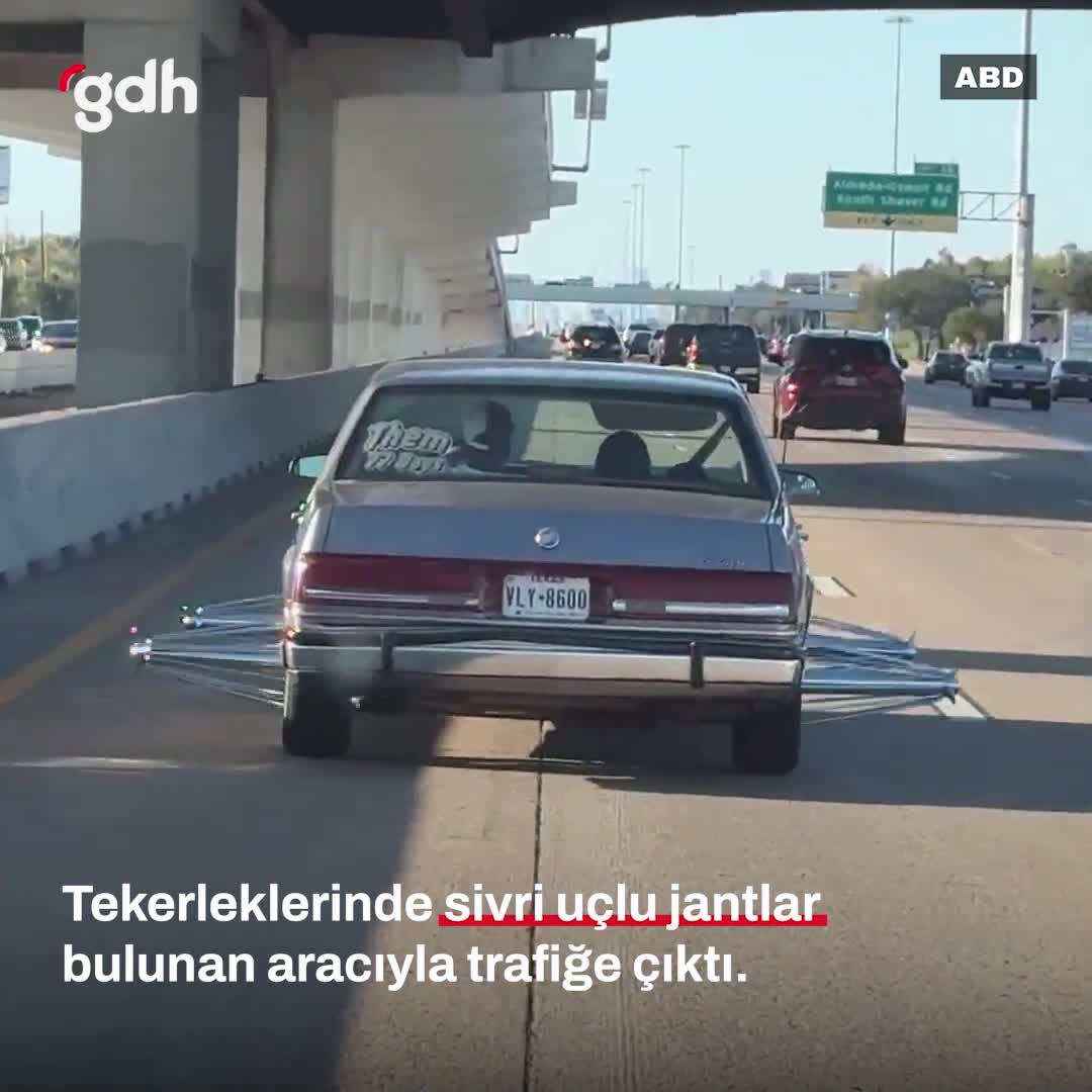 ABD’de sivri uçlu jantlı araçla trafikte seyir halindeki sürücü