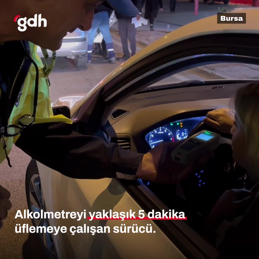 Bursa'da alkoltesti yaparken zorluk yaşayan sürücü 0,89 promil çıktı