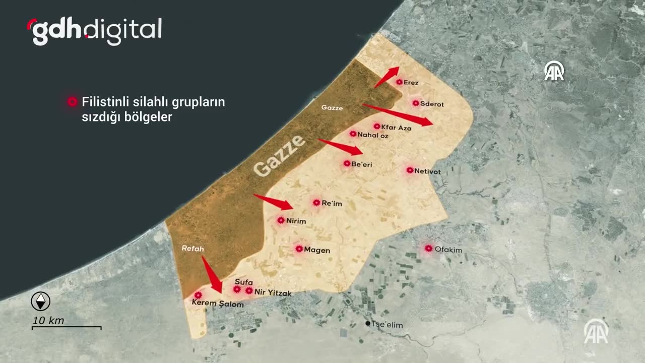 Filistinli gruplar Gazze'den İsrail yerleşimlerine girdi