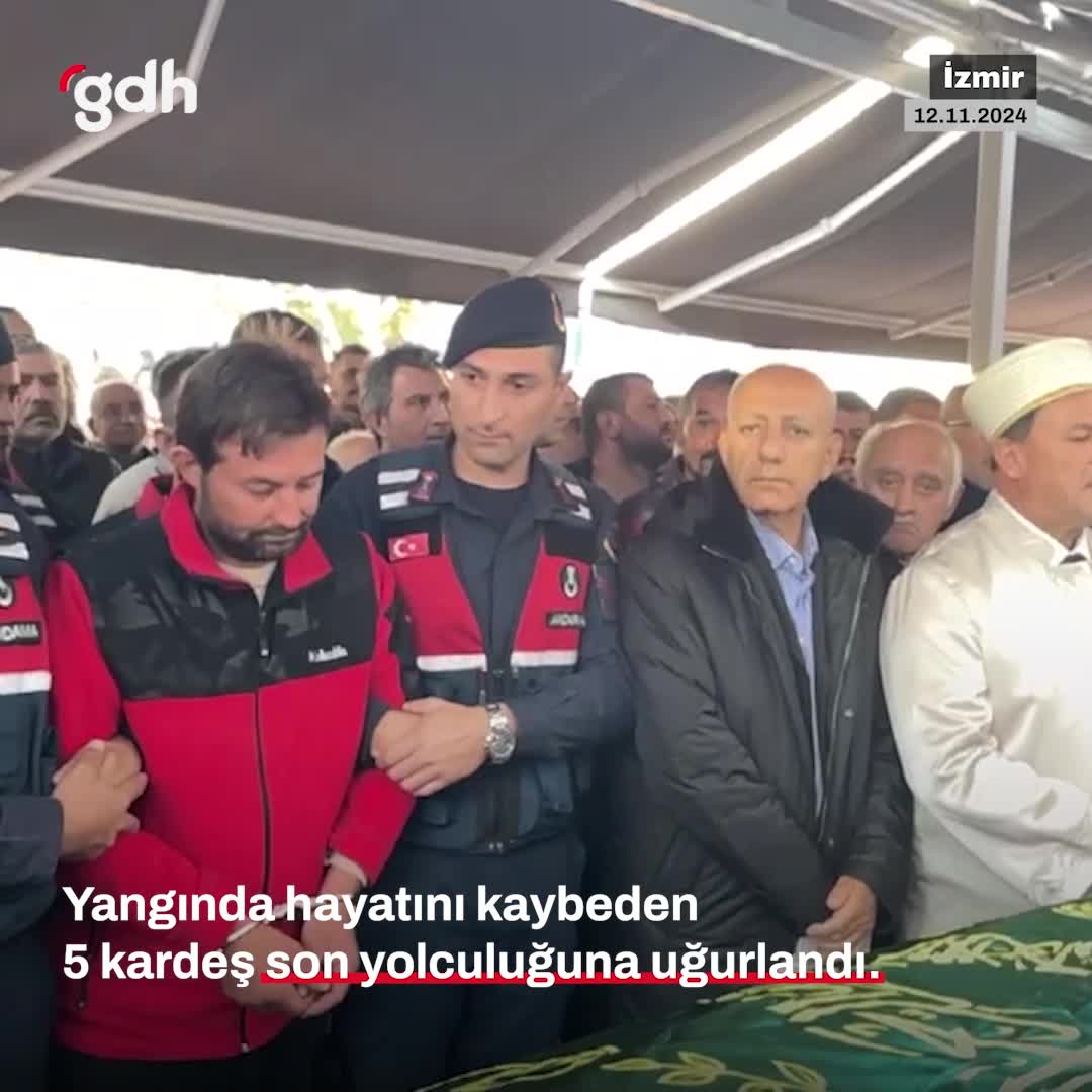 İzmir'de yangında ölen 5 kardeş son yolculuğuna uğurlandı