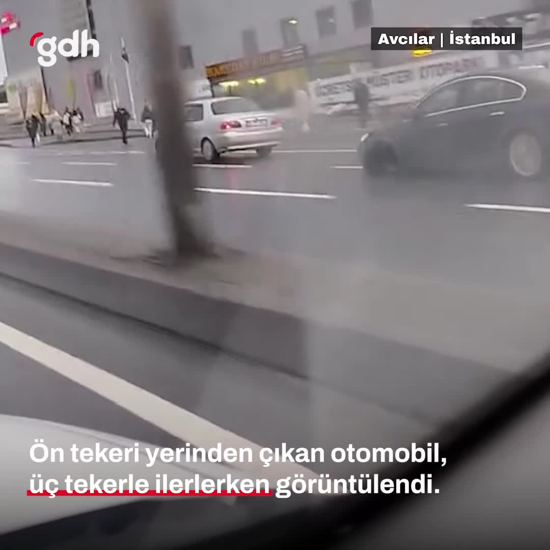 Avcılar'da üç tekerlekle giden otomobil görüntülendi