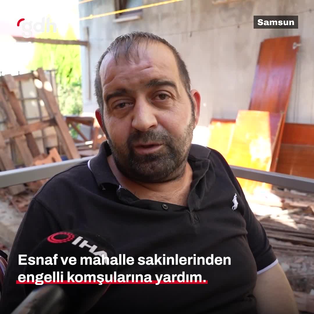 Samsun'da engelli vatandaşa esnaf ve mahalle sakinlerinden destek