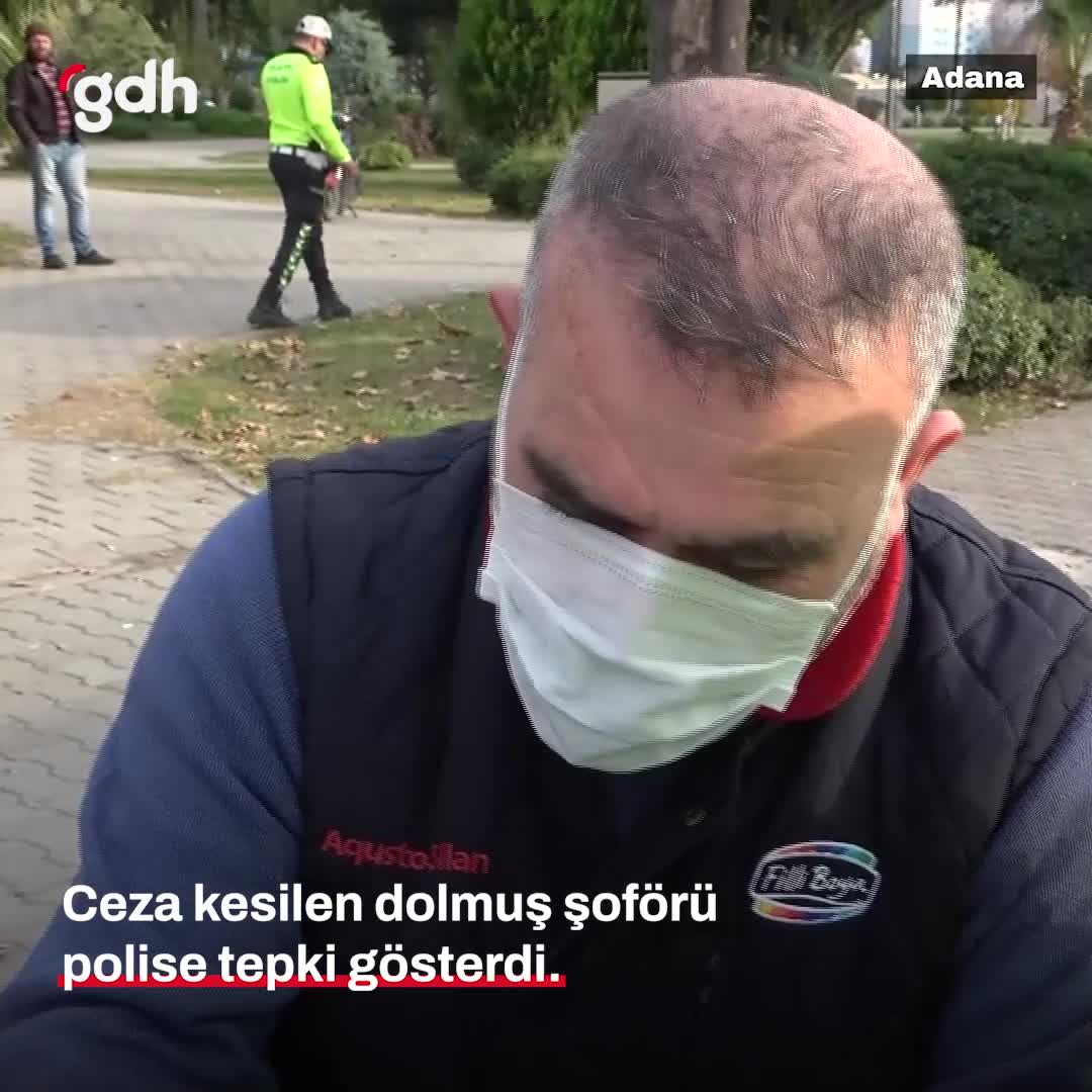 Adana'da dolmuş şoförü gereksiz korna cezasına tepki verdi