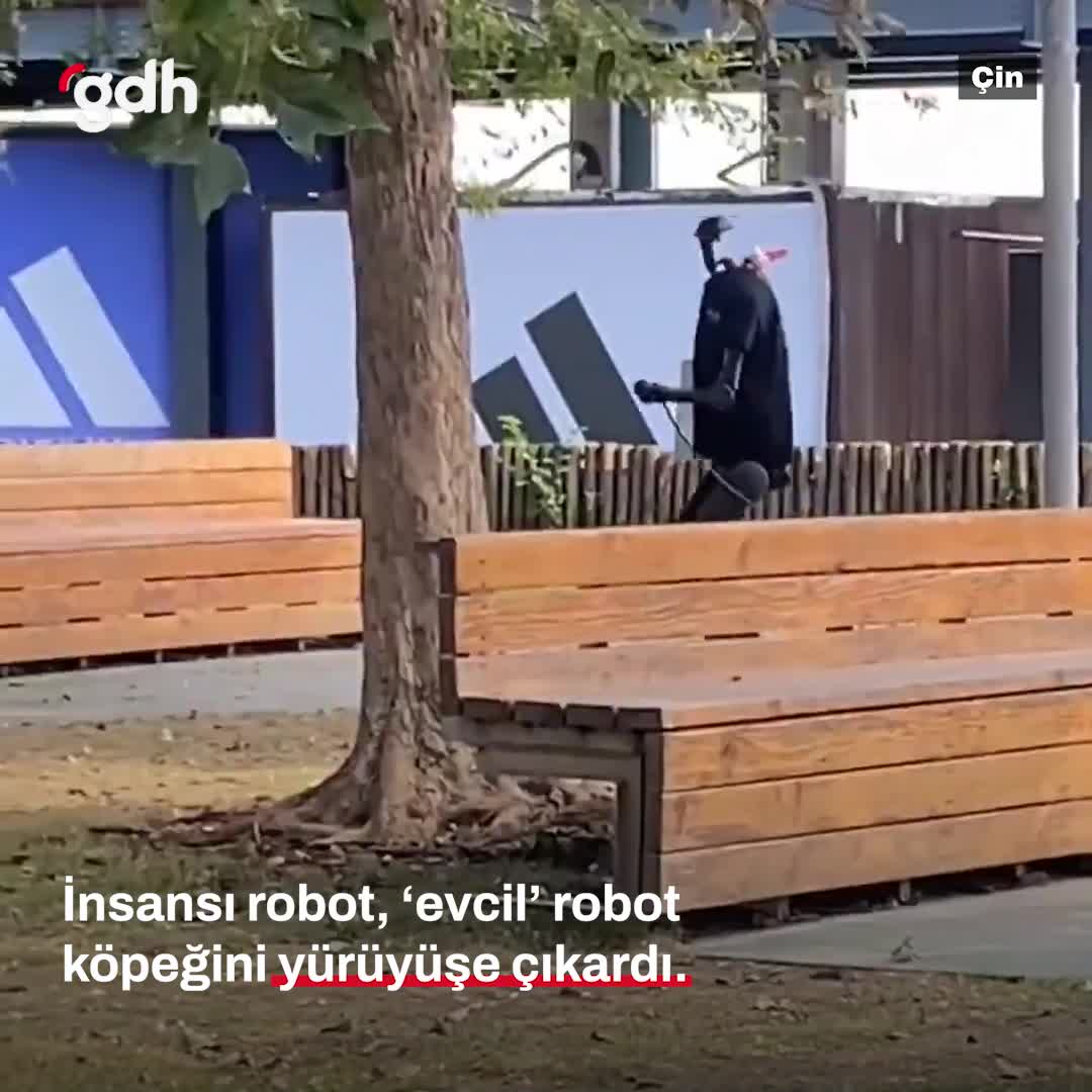 Çin’de insansı robot, 'evcil' köpeğini yürüyüşe çıkardı!