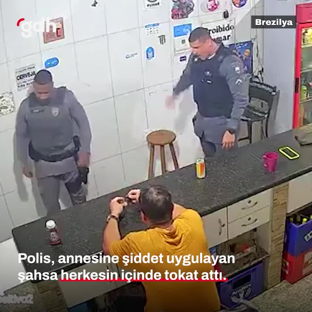 Brezilya'da polis memurundan annesine şiddet uygulayana tokat
