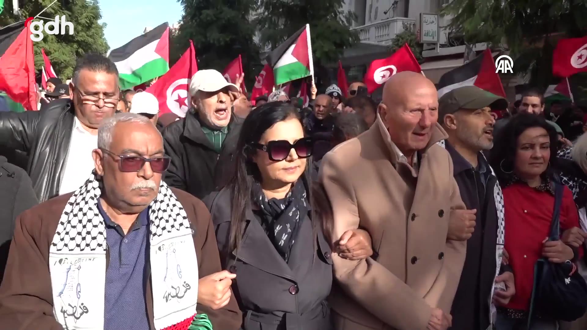 Tunus'ta "Özgür Filistin" yürüyüşü: Gazze için ateşkes isteği
